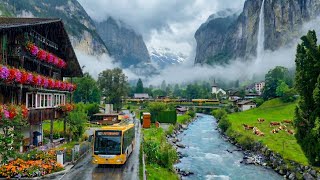 Rainy Switzerland – Dreamy Alpine Villages Misty Mountains | Relaxing Rain Sounds