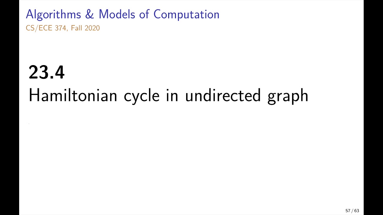 UIUC CS 374 FA 20 23.4. Hamiltonian cycle in undirected graph YouTube