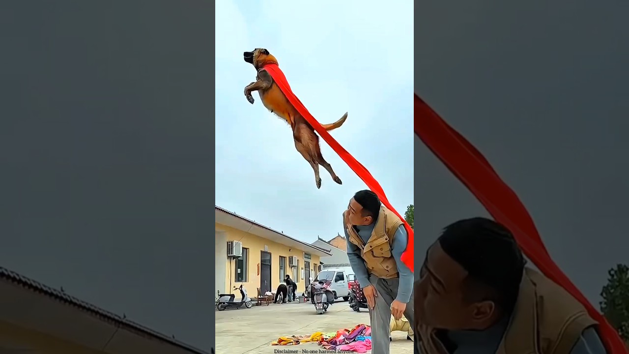 This dog jumps with complete safety. 