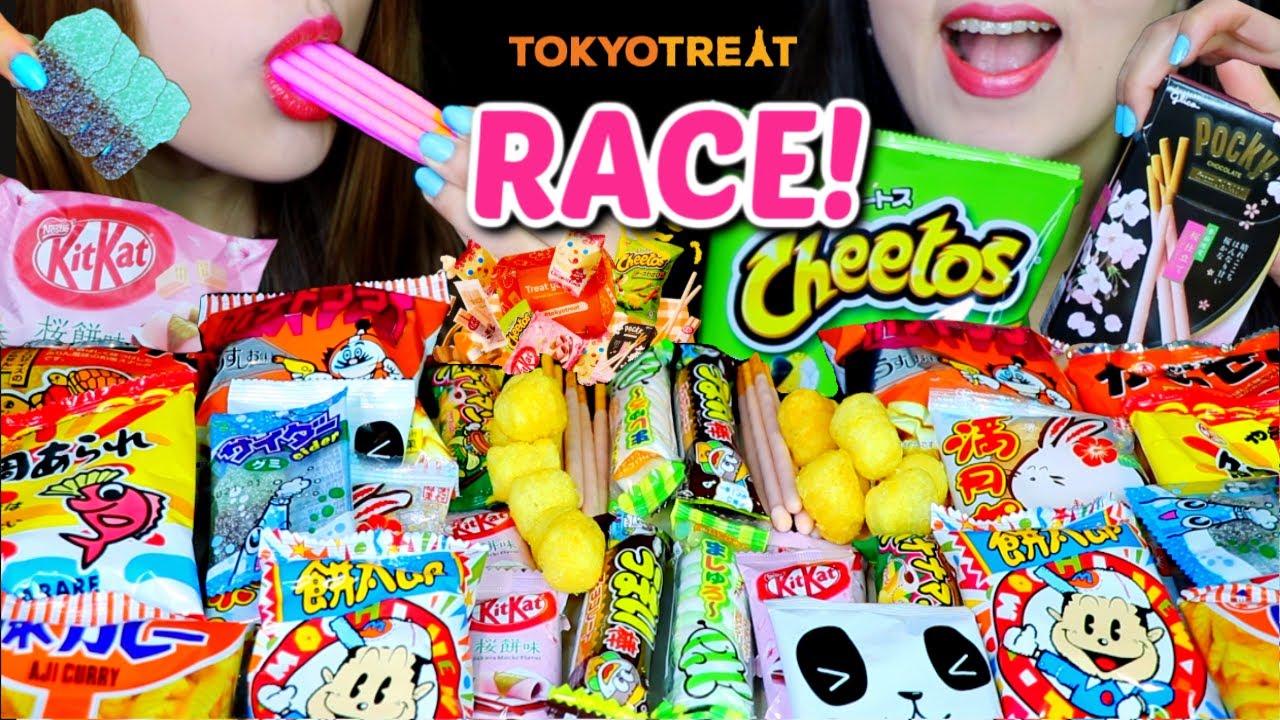 ASMR JAPANESE SNACKS RACE EATING COMPETITION (CHOCOLATE, KITKAT