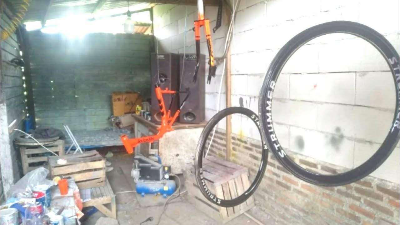 Hasil Repaint dan finishing frame sepeda minion