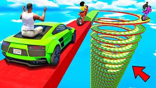 SHINCHAN AND FRANKLIN TRIED THE CRAZY MULTI LEVEL SPIRAL SPEED BOOSTER TRACK PARKOUR CHALLENGE GTA 5 screenshot 1