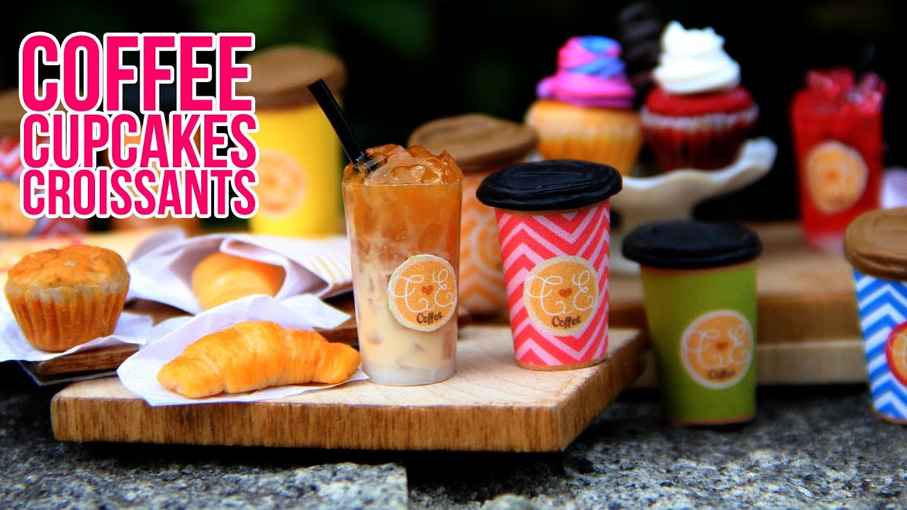 Coffee To Go! - How To Make Miniature Paper Cups, Croissants, Cupcakes, Muffins - Polymer Clay
