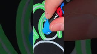 Drawing Yoshi with Posca Markers in the Glow Effect!! (#shorts)