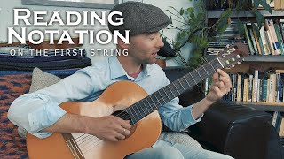 Reading Notation on Guitar - Beginning on the First String Note Reading On The 1st String Tutorial