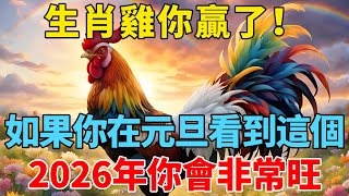 生肖雞你贏了！如果你在1月1號「元旦」看到這個，2026年你會非常旺！【禪悟】#生肖 #運勢 #風水 #財運#命理