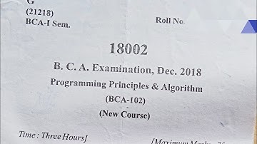 BCA 1st semester CCS university  programming principal & algorithm paper#bcapaper#ccsupaper