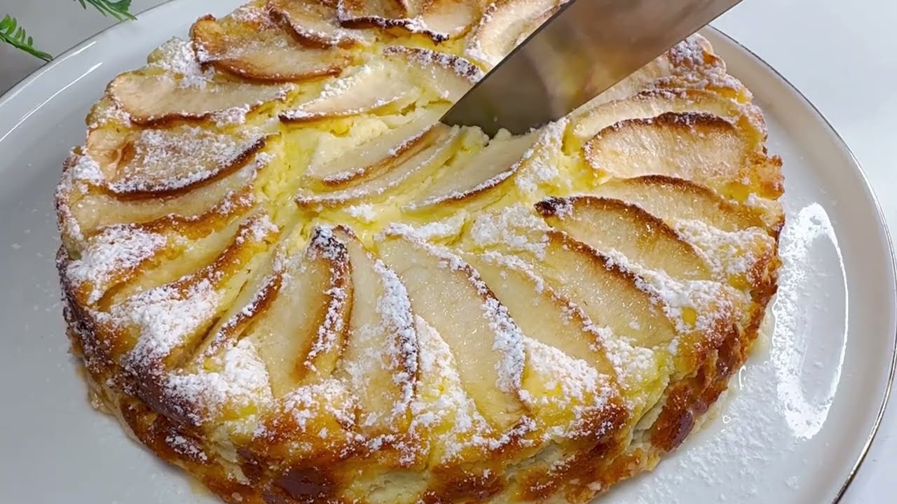 Яблочный пирог из ЙОГУРТА и 2 яблок 🍏Нежный, как чизкейк — без муки