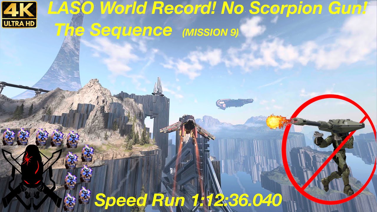 Halo Infinite The Sequence Legendary All Skulls On | No Tank Gun! No Upgrades! LASO World Record!