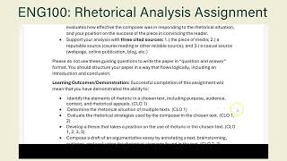 Rhetorical Analysis Assignment Sheet Video