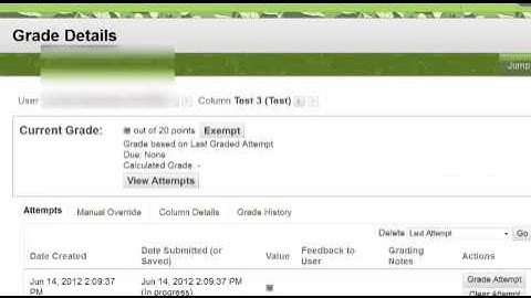 Blackboard 9.1.13: Reset Test via Clear Attempt for a Student