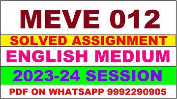 meve 012 solved assignment 2023-24 | meve 12 solved assignment in english 2024 | meve 12 2024