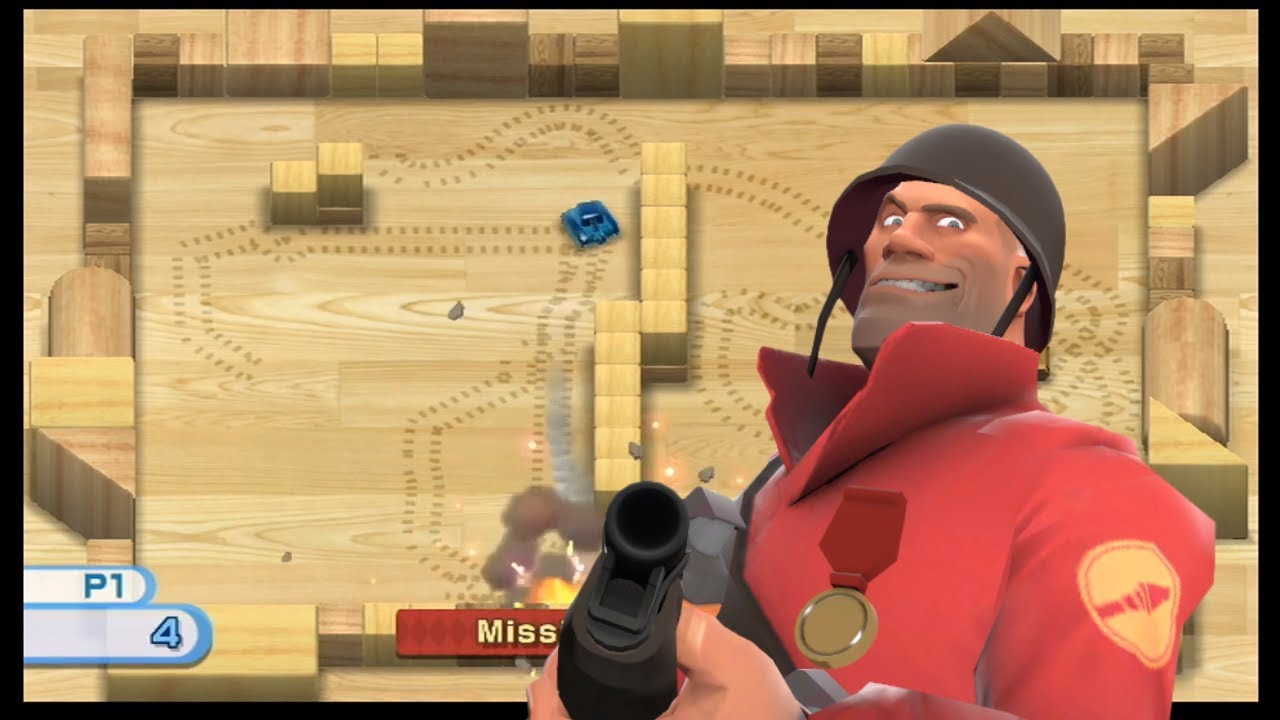 Солдат играет в Wii Play