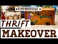 • FARMHOUSE THRIFT STORE UPCYCLE • GOODWILL MAKEOVER • $5 GOODWILL CHALLENGE • FARMHOUSE DECOR •