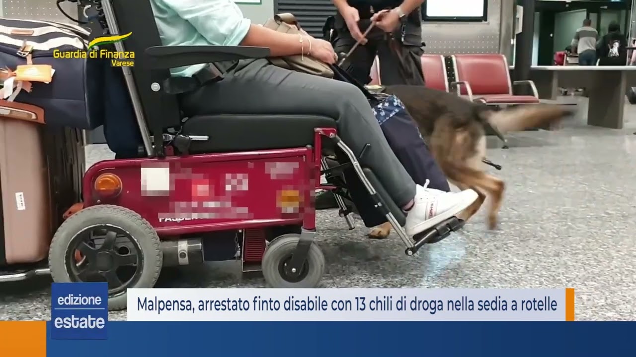 Malpensa, arrestato finto disabile con 13 chili di droga nella sedia a rotelle