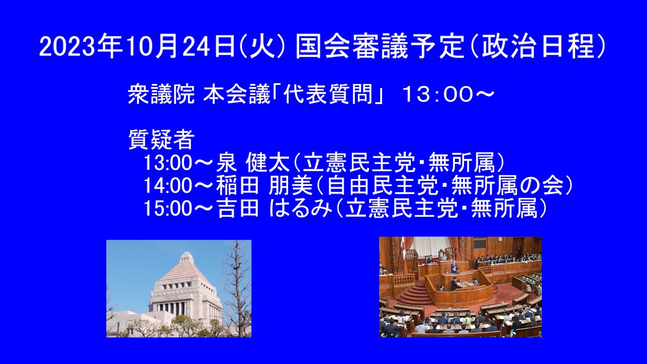 国会中継 今日 質問 者