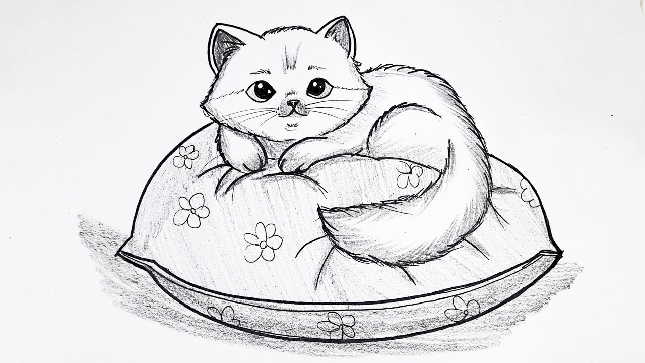 How to draw a cat easy step by step | Cat drawing easy for beginners ...