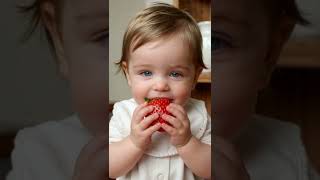 “Baby Eats Strawberry for the First Time 🍓😂Wait for the reaction 😂🍓 #shorts #cutebaby #viral”