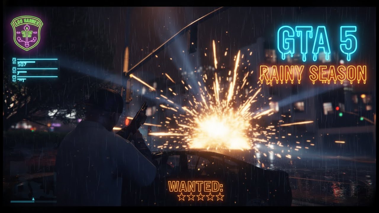 GTA 5 Rainy Night Drive | Cinematic Los Santos (No Commentary)