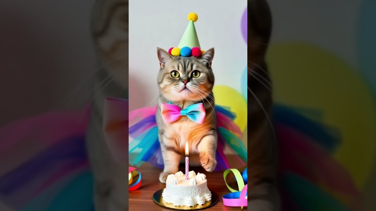 The Cutest Birthday Ballet! 🩰 Watch the Funny Cat in a Tutu & Bowtie 