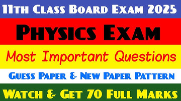 JKBOSE 11th Physics 2025 Most Important Questions | 100% Sure Guess Paper & New Pattern