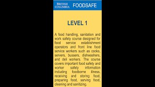 BC FOODSAFE Level 1 Workbook Reading