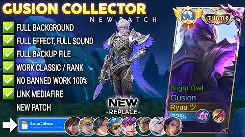 Script Skin Gusion Collector - Night Owl No Password | Full Effect Voice | Patch Terbaru