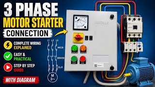 3 phase motor starter connection | board wiring | wire connection #usa #electrical #viral