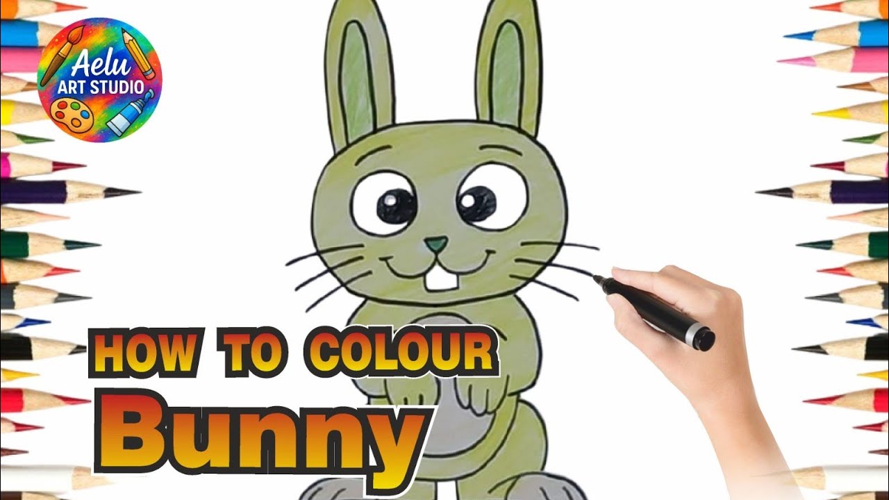 How to Colour a Cute Bunny 🐰🎨 | Easy Bunny Coloring Step by Step (All ...