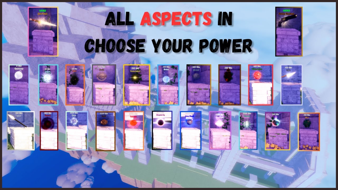 SNOWCASE ALL ASPECTS CHOOSE YOUR POWER ROBLOX