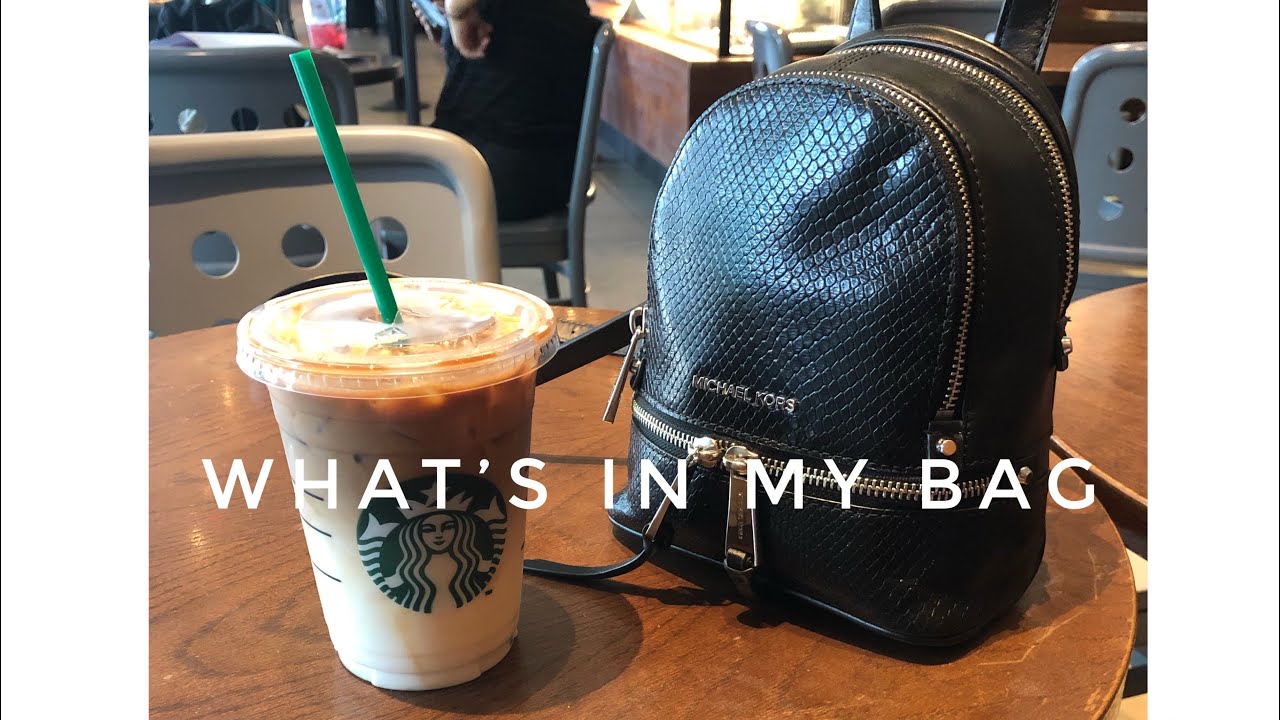 What's in my Bag? Michael Kors Mini Rhea Backpack - YouTube