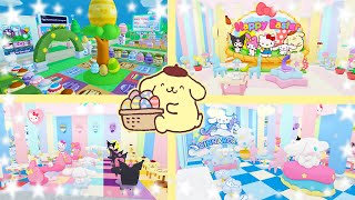 Easter Floor + Outdoor Tour | Roblox My Hello Kitty Cafe Ideas | Riivv3r