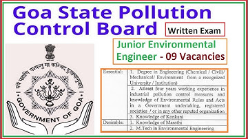 Goa State Pollution Control Board | Junior Environmental Engineer | Last Date to Apply 2 Dec