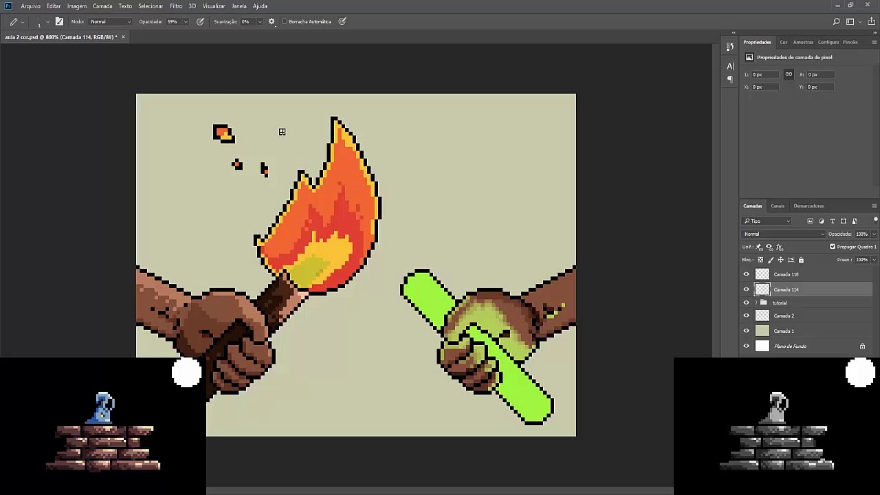 PIXEL ART COM PHOTOSHOP AULA 2 - Como Iluminar, Sombrear e Colorir um Desenho