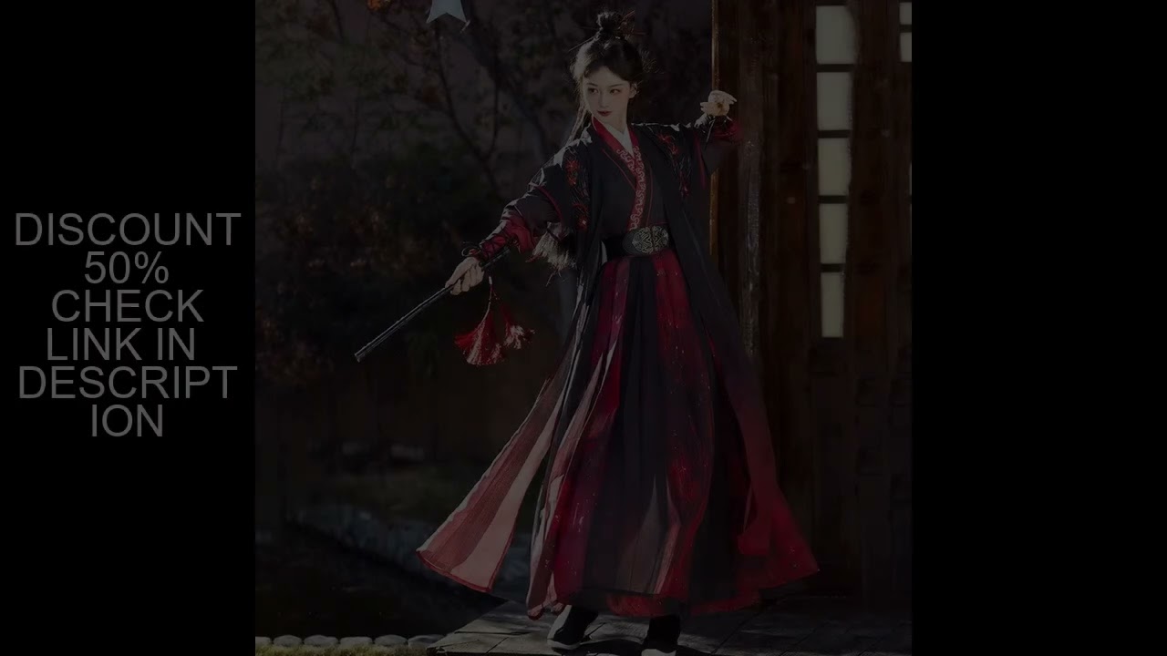 Classic Black Red Embroidery Hanfu Dress Men Women Traditional Song Dynasty Beizi Skirt Ancient Hist