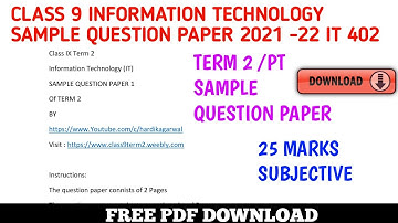 Class 9 Information Technology Term 2 Sample Question Paper With PDF (402) IT #shorts #trending