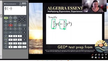 GED® Math: Multiplying Monomials with Fraction Coefficients (1.7, Exp, #17)