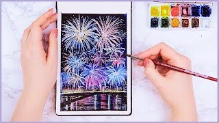 Easy Way How to Paint Watercolor Fireworks For Beginners! Art Journal Thursday Ep. 29 screenshot 5