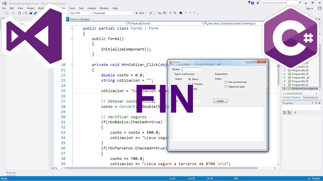 Programación Windows Forms C# --- Fin! - YouTube