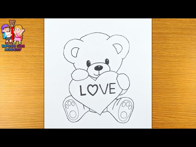 Teddy bear with heart line icon valentines day Vector Image