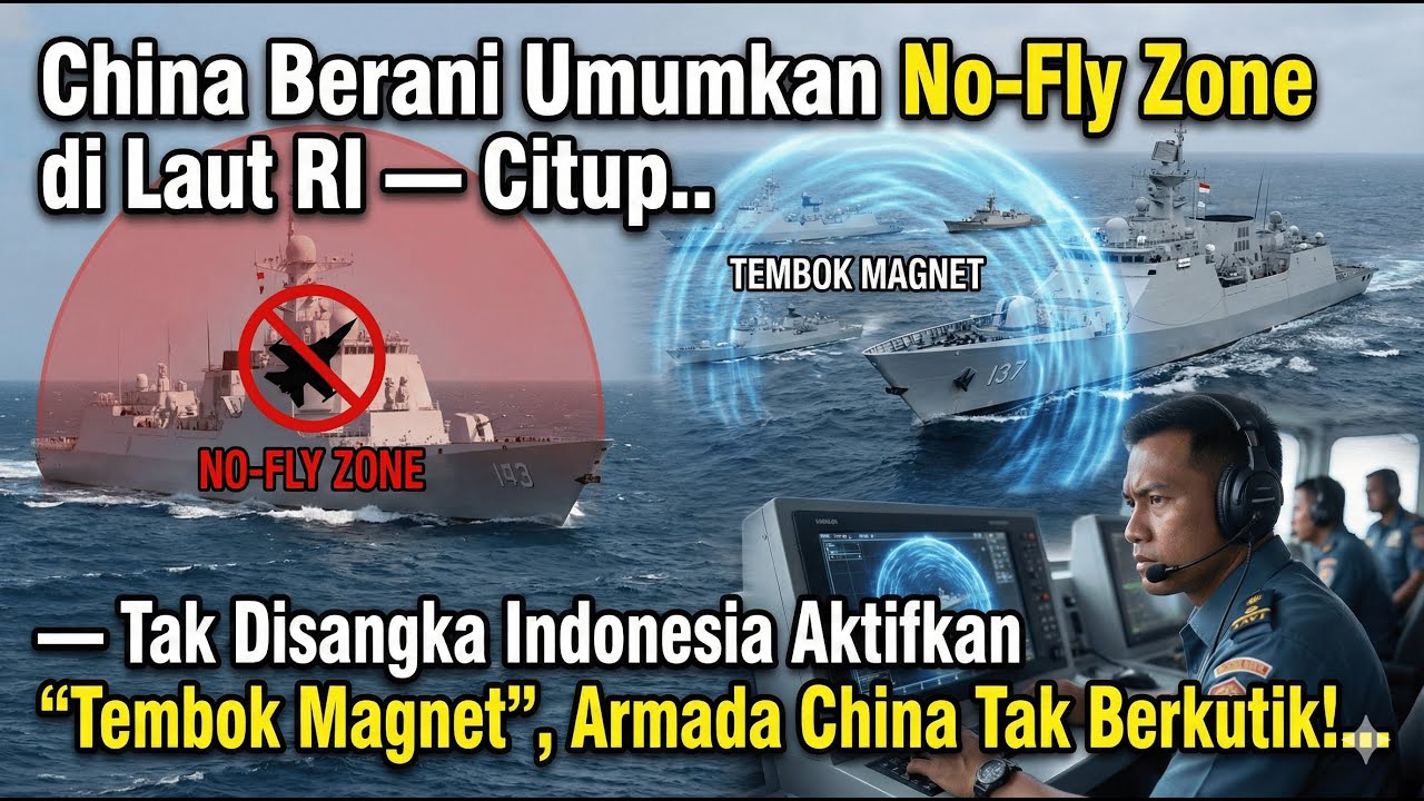 “China umumkan zona cấm bay di laut RI—Indonesia aktifkan ‘dinding magnet’, armada lumpuh!”