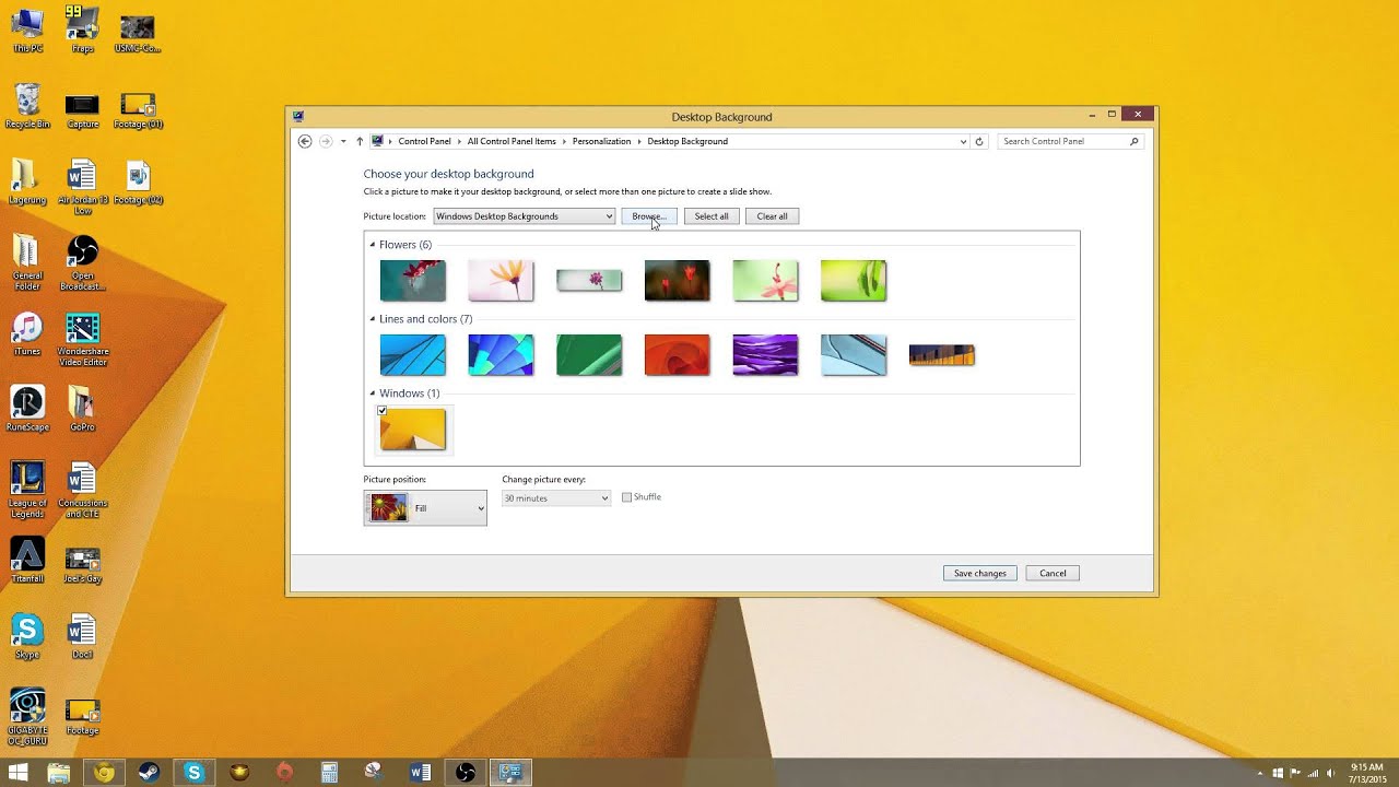 How To Change Desktop Background Windows 881 Youtube