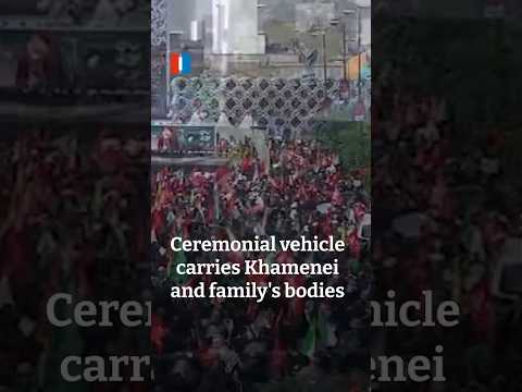 Ceremonial vehicle carries Khamenei and family's bodies