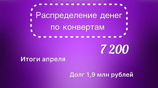 #10 Распределяю 7 200 рублей по конвертам. Подвожу итоги апреля. Долг по прежнему 1,9 млн рублей