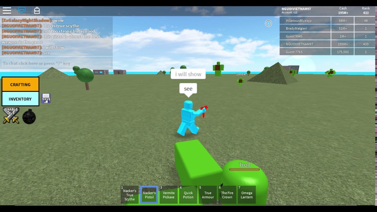Show Weapon In Craftwar Nacker Roblox - 