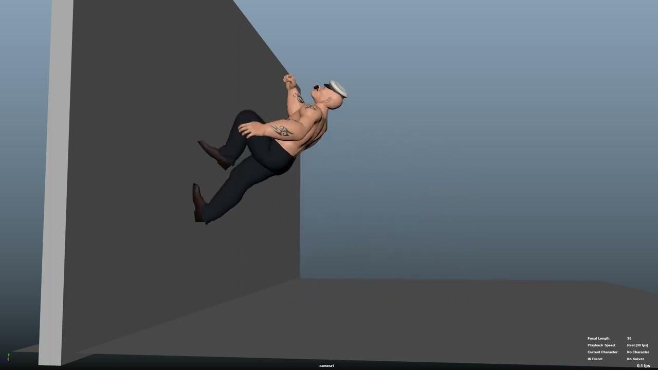 wall jump realistic 3d animation parkour jump popeye rig