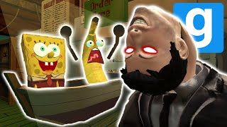 3AM AT THE KRUSTY KRAB!  Upside Down Face Man (Gmod Sandbox) | JustJoeKing