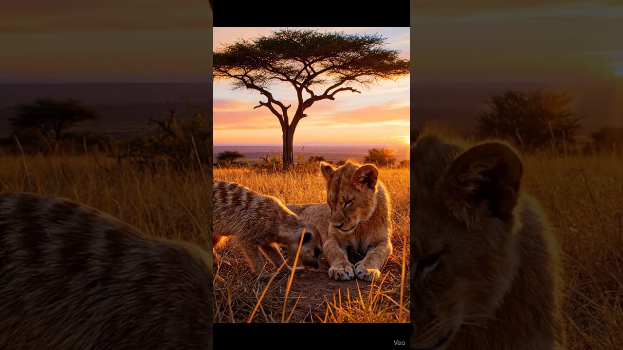 Meerkat & Lion Cub: The Unlikely Best Friends 🦁❤️🐾