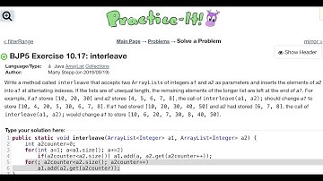 Java Practice It | Exercise 10.17: interleave | ArrayList, collections, array list