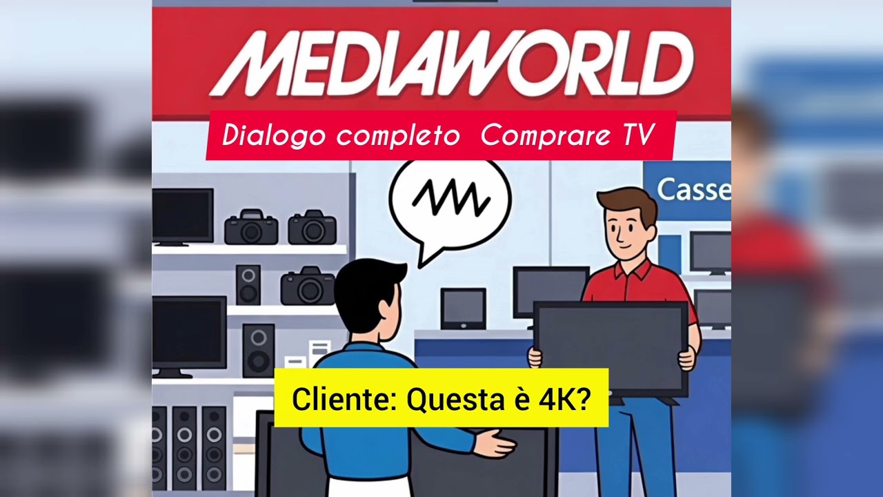 Comprare TV in Mediaworld dialoghi italiani A2 B1 per imparare l'italiano 